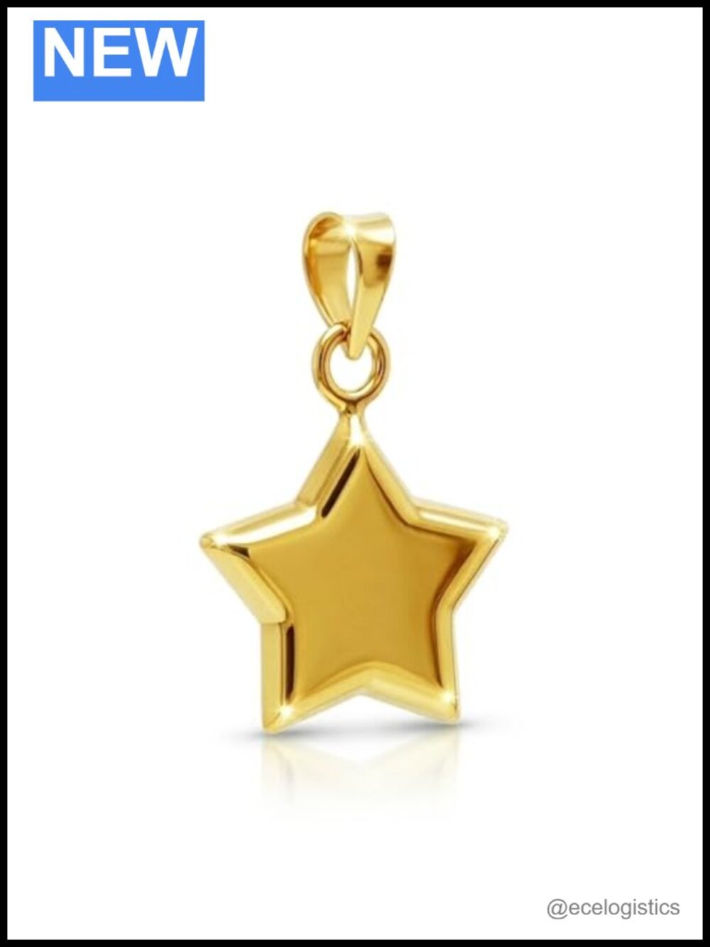 10 Karat Gold Puffed Star Charm Pendant 3D Dainty 18mm
